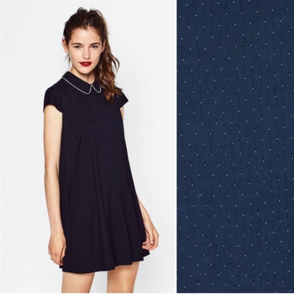 Zara Navy Babydoll Mini Dress